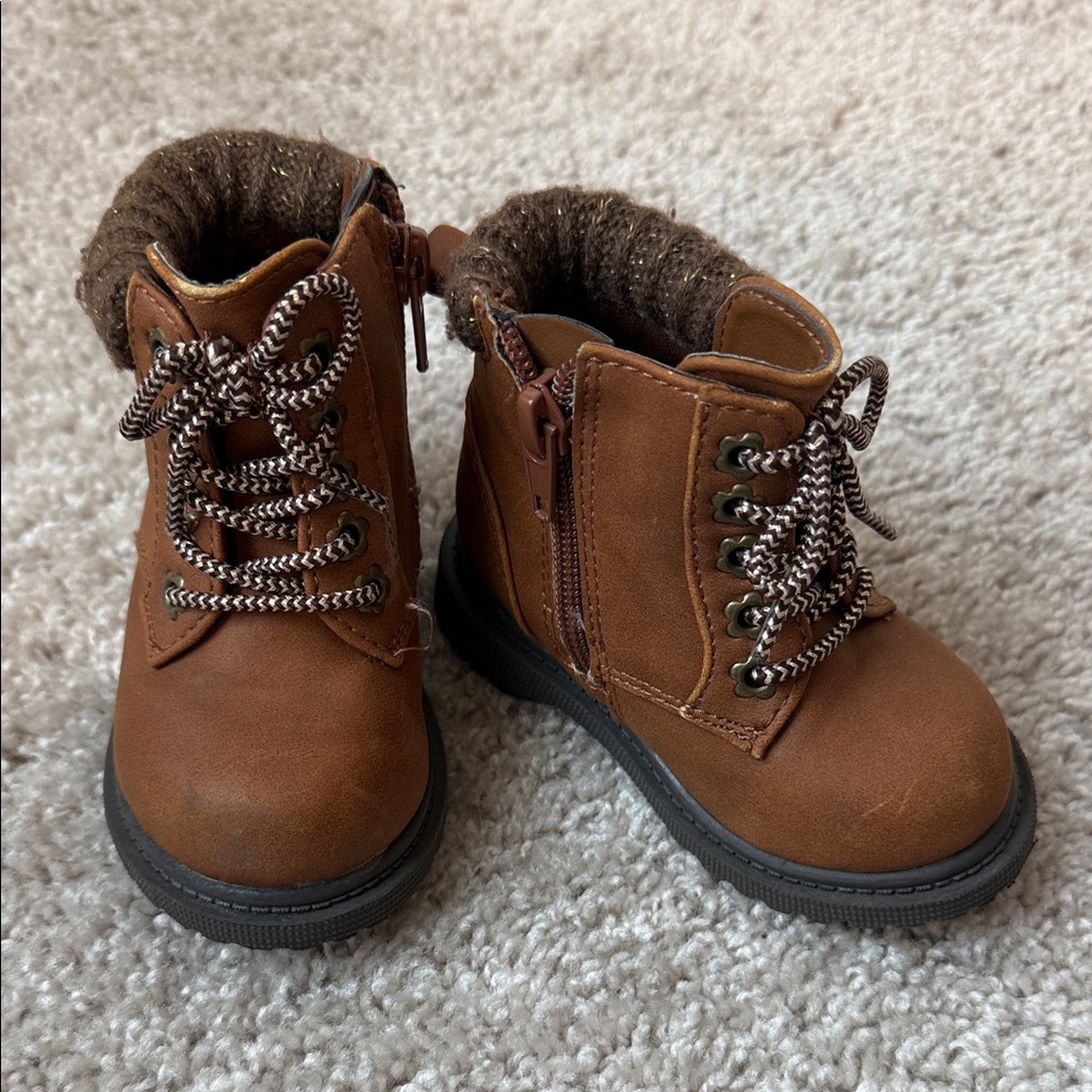 Wonder Nation brown, side zip boots, size 4